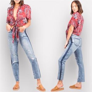 PISTOLA Charlie High Rise Jeans Button Fly Distressed 25 Waist